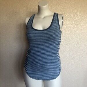 Three Dots Striped Tank Top White Blue Size S New